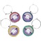 Purple Gingham & Stripe Wine Charms (Set of 4) (Personalized)