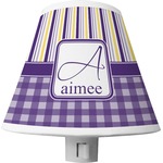 Purple Gingham & Stripe Shade Night Light (Personalized)