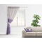 Purple Gingham & Stripe Sheer Curtain With Window and Rod - in Room Matching Pillow