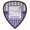 Purple Gingham & Stripe Iron on Shield Patch A w/ Name and Initial