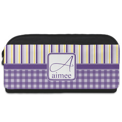 Purple Gingham & Stripe Shoe Bag (Personalized)