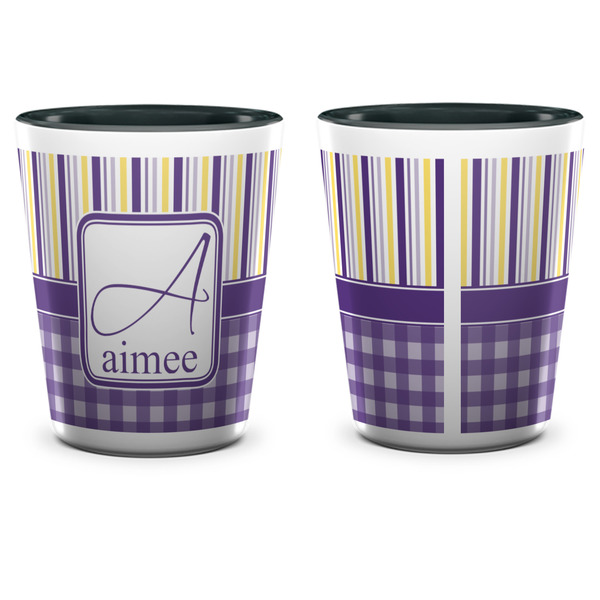 Purple Gingham & Stripe Shot Glass - Two Tone - APPROVAL