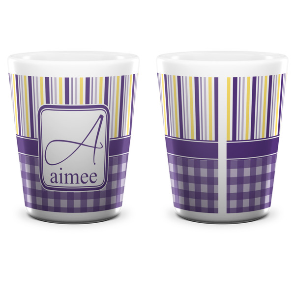 Purple Gingham & Stripe Shot Glass - White - APPROVAL