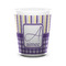 Purple Gingham & Stripe Ceramic Shot Glass - 1.5 oz - White - Single (Personalized)