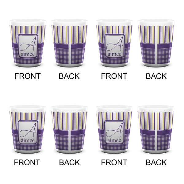 Purple Gingham & Stripe Shot Glass - White - Set of 4 - APPROVAL