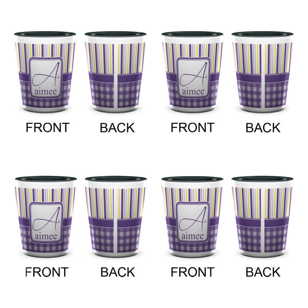Purple Gingham & Stripe Shot Glassess - Two Tone - Set of 4 - APPROVAL