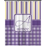 Purple Gingham & Stripe Extra Long Shower Curtain - 70"x84" (Personalized)