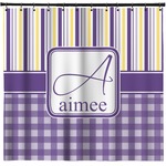 Purple Gingham & Stripe Shower Curtain - Custom Size (Personalized)