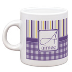 Purple Gingham & Stripe Espresso Cup (Personalized)