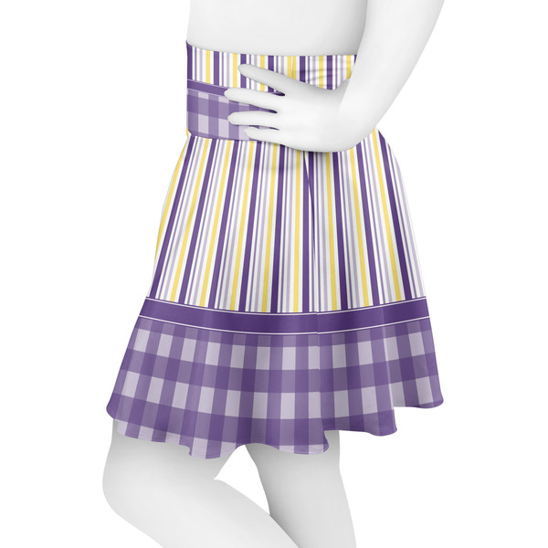 Purple Gingham & Stripe Skater Skirt - Side