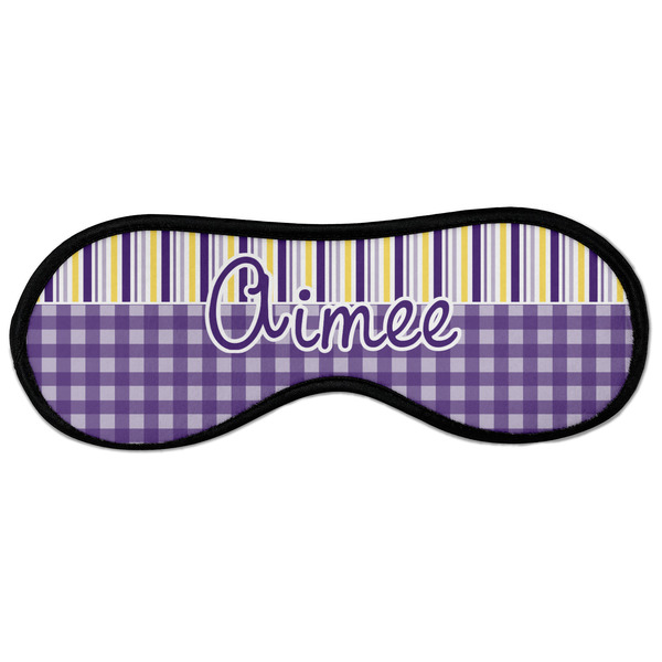 Custom Purple Gingham & Stripe Sleeping Eye Masks - Large (Personalized)