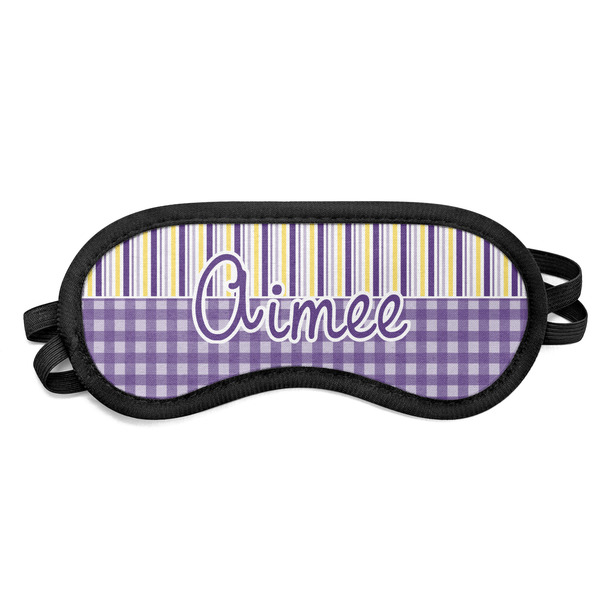 Custom Purple Gingham & Stripe Sleeping Eye Mask (Personalized)
