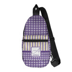 Purple Gingham & Stripe Sling Bag (Personalized)