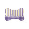 Purple Gingham & Stripe Bone Shaped Dog Food Mat (Small) (Personalized)