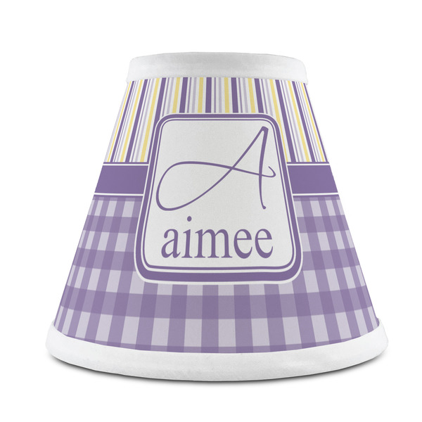 Custom Purple Gingham & Stripe Chandelier Lamp Shade (Personalized)