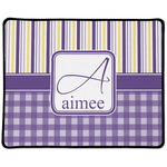 Purple Gingham & Stripe Large Gaming Mouse Pad - 12.5" x 10" (Personalized)