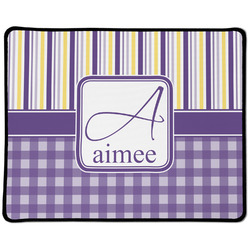 Purple Gingham & Stripe Large Gaming Mouse Pad - 12.5" x 10" (Personalized)