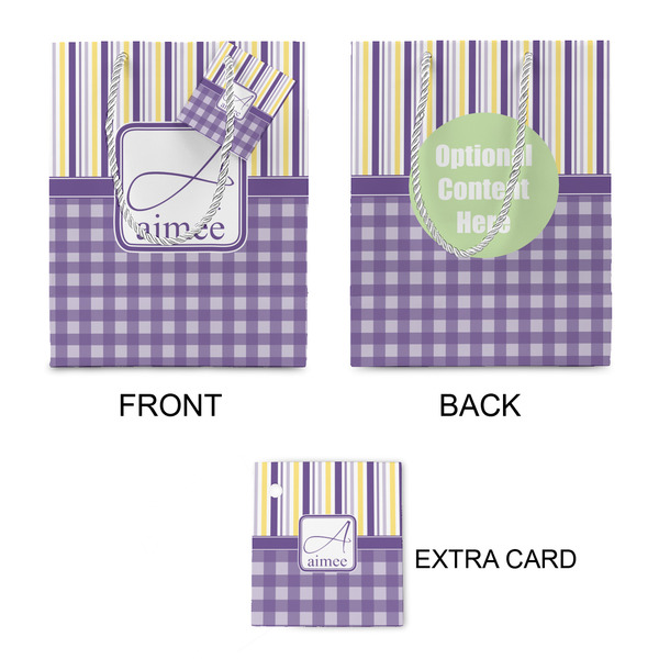 Purple Gingham & Stripe Small Gift Bag - Approval