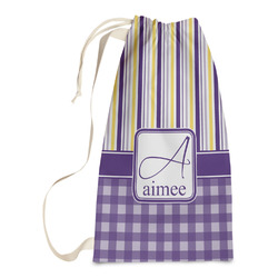 Purple Gingham & Stripe Laundry Bags - Small (Personalized)