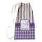 Purple Gingham & Stripe Small Laundry Bag - Front View