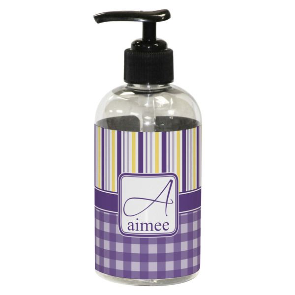 Purple Gingham & Stripe Small Soap/Lotion Bottle