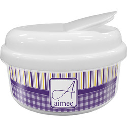Purple Gingham & Stripe Snack Container (Personalized)