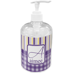 Purple Gingham & Stripe Acrylic Soap & Lotion Bottle (Personalized)