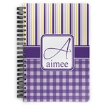Purple Gingham & Stripe Spiral Notebook (Personalized)