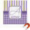 Purple Gingham & Stripe Square Car Magnet - 6" (Personalized)