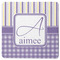 Purple Gingham & Stripe Square Rubber Backed Coaster (Personalized)