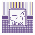 Purple Gingham & Stripe Square Decal (Personalized)