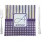 Purple Gingham & Stripe 9.5" Glass Square Lunch / Dinner Plate- Single or Set of 4 (Personalized)
