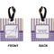 Purple Gingham & Stripe Square Luggage Tag (Front + Back)