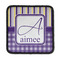 Purple Gingham & Stripe Iron On Square Patch w/ Name and Initial