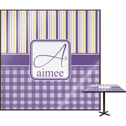 Purple Gingham & Stripe Square Table Top (Personalized)