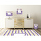 Purple Gingham & Stripe Square Wall Decal Wooden Desk