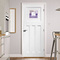 Purple Gingham & Stripe Square Wall Decal on Door