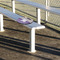 Purple Gingham & Stripe Stadium Cushion (In Stadium)