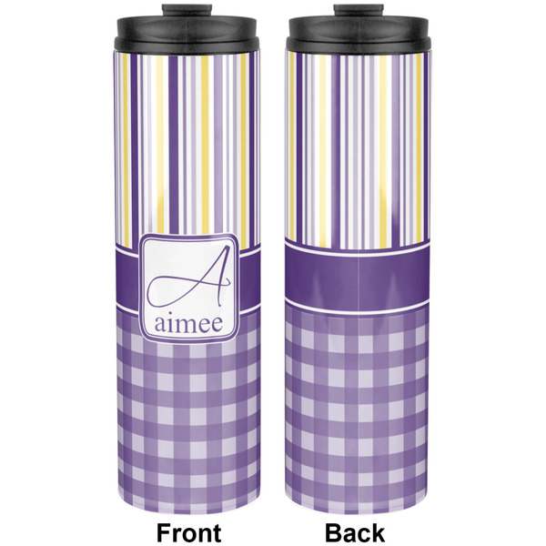 Purple Gingham & Stripe Stainless Steel Tumbler 20 Oz - Approval