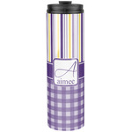 Purple Gingham & Stripe Stainless Steel Skinny Tumbler - 20 oz (Personalized)