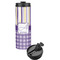Purple Gingham & Stripe Stainless Steel Skinny Tumbler (Personalized)