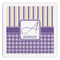 Purple Gingham & Stripe Paper Dinner Napkins (Personalized)