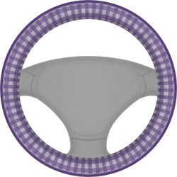Purple Gingham & Stripe Steering Wheel Cover (Personalized)