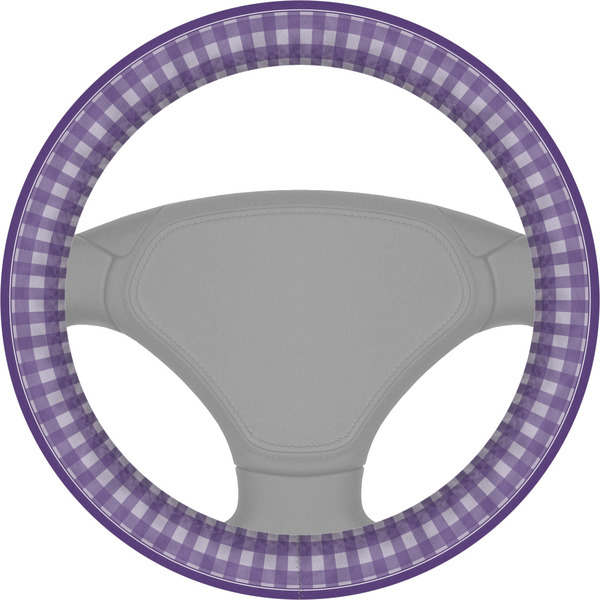 Custom Purple Gingham & Stripe Steering Wheel Cover