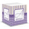 Purple Gingham & Stripe Sticky Note Cube (Personalized)