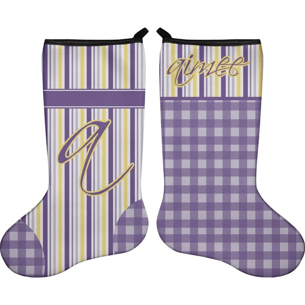 Purple Gingham & Stripe Stocking - Double-Sided - Approval