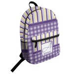 Purple Gingham & Stripe Student Backpack (Personalized)