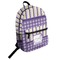 Purple Gingham & Stripe Student Backpack Front