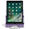 Purple Gingham & Stripe Stylized Tablet Stand - Front with ipad