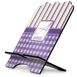 Purple Gingham & Stripe Stylized Tablet Stand (Personalized)